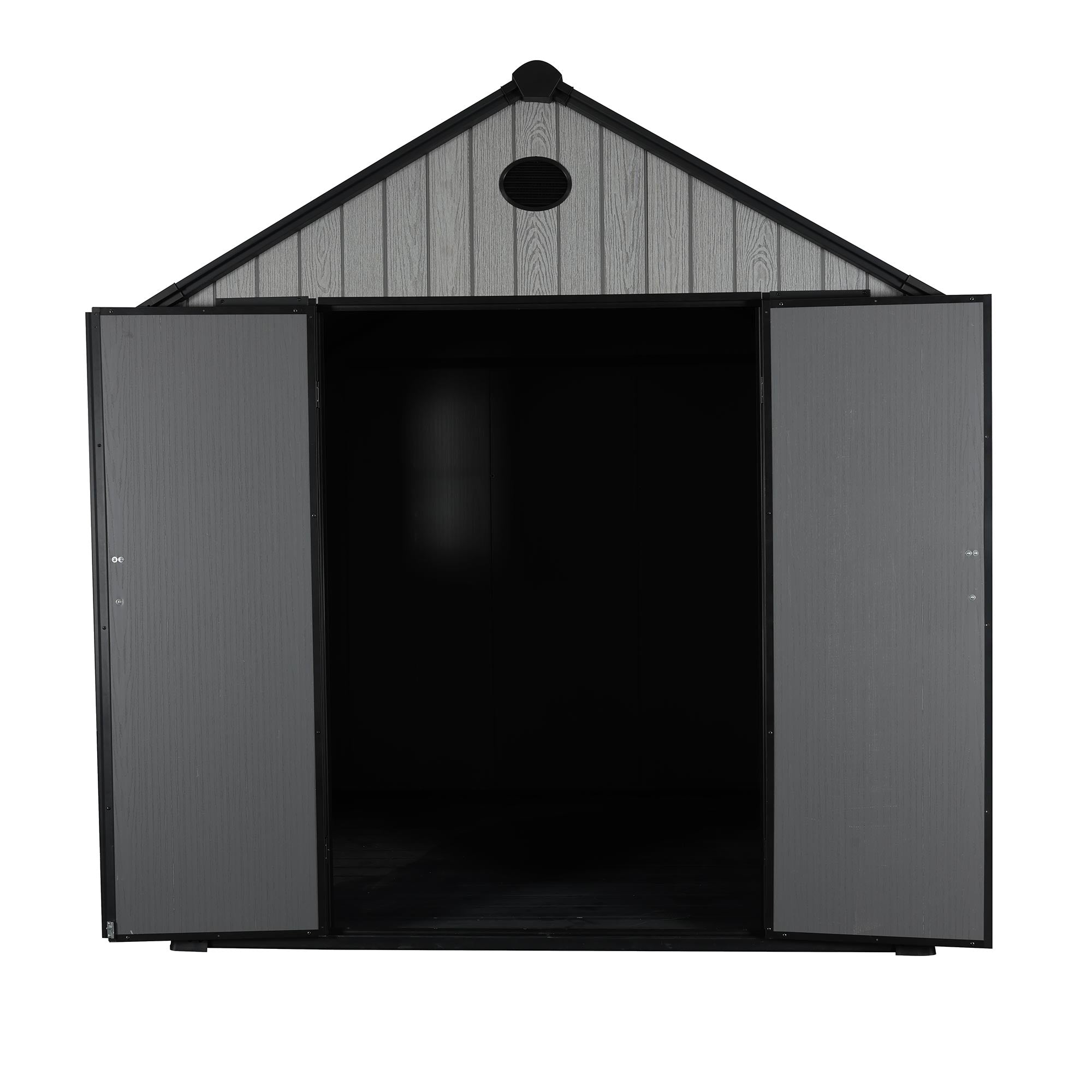 Pro Grade 6ft x 8ft Premium Plastic Double Door Garden Shed - Grey Wood Touch Texture