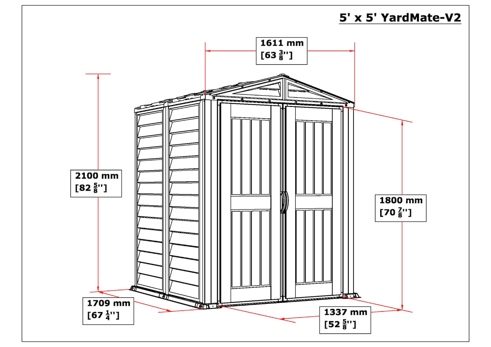 Duramax YardMate Plus - 5ft x 5ft Plastic Garden Shed in Grey