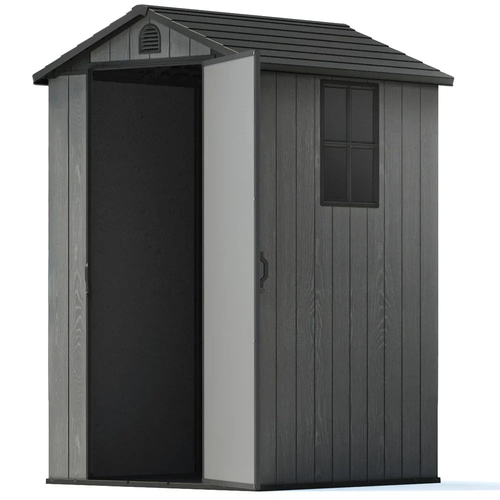 Pro Grade 4ft x 6ft Premium Plastic Garden Shed - Grey Wood Touch Texture