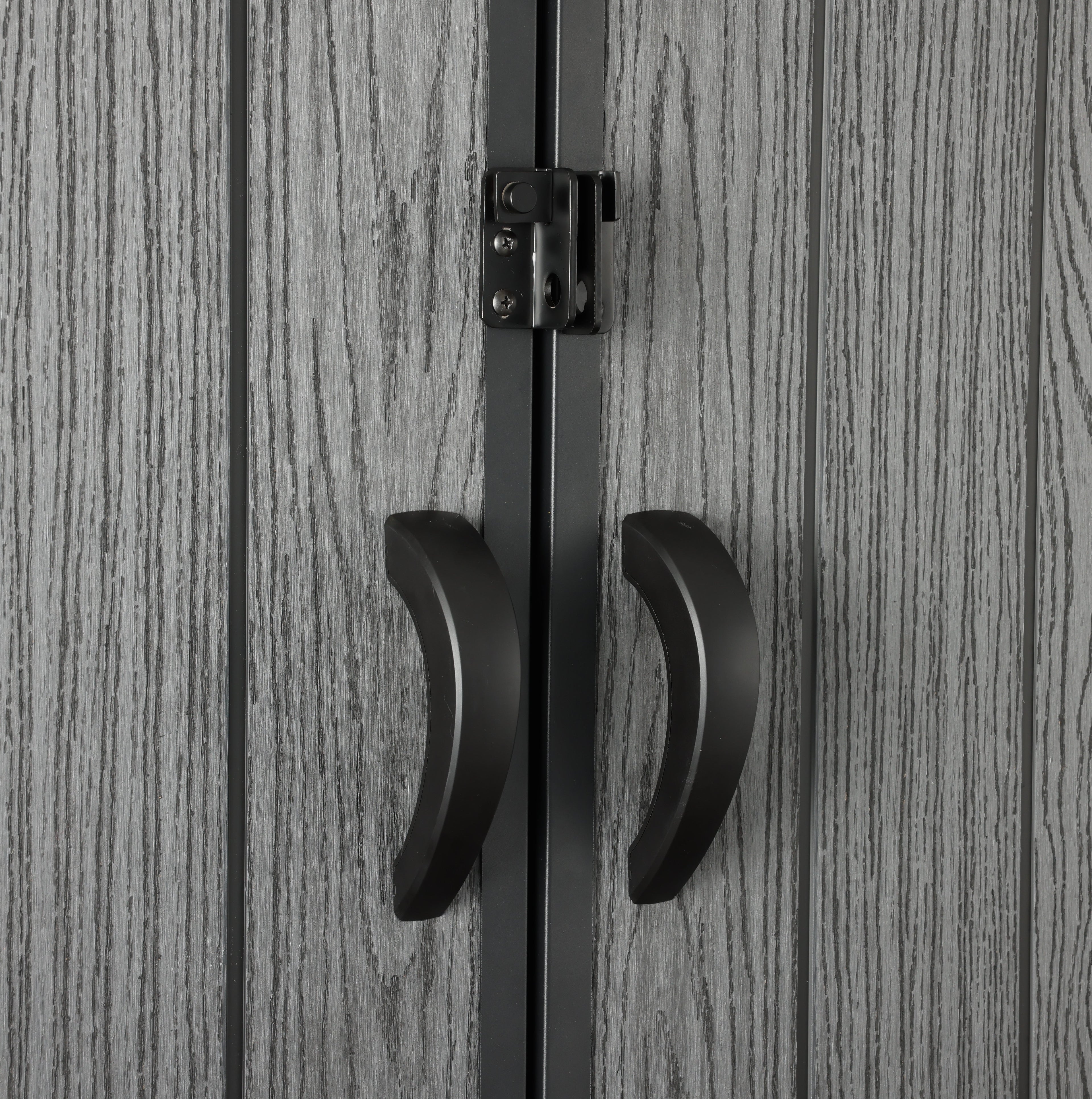 Pro Grade 8ft x 12ft Premium Plastic Double Door Garden Shed - Grey Wood Touch Texture